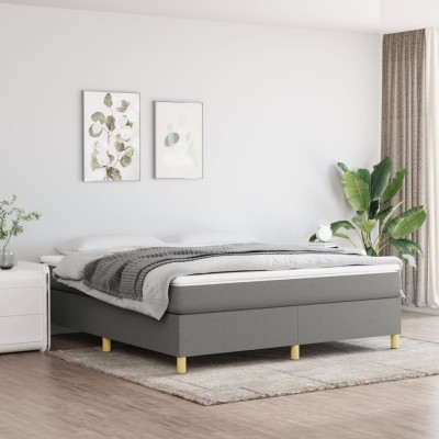 Cama box spring con colchón tela gris oscuro 160x200 cm
