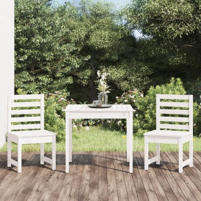 Mesa y sillas de jardín 3 piezas madera maciza de pino blanco