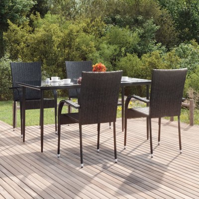 Juego de comedor de jardín 5 piezas ratán sintético negro