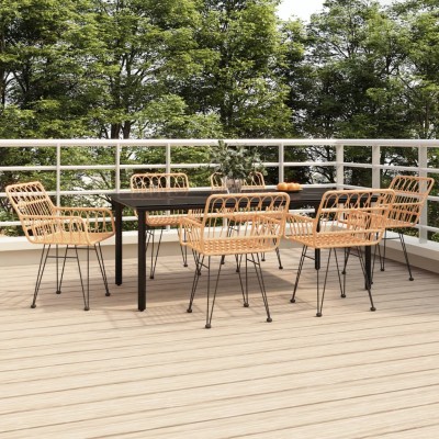 Juego de comedor de jardín 7 piezas ratán sintético