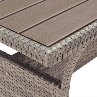 Mesa de jardín ratán sintético gris 120x70x66 cm