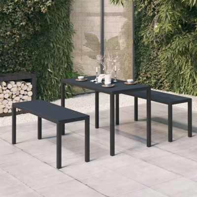 Set de comedor de jardín 3 pzas acero y WPC negro
