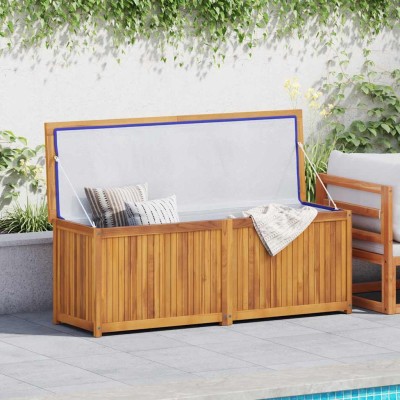 Baúl de jardín madera maciza de teca 150x50x55 cm