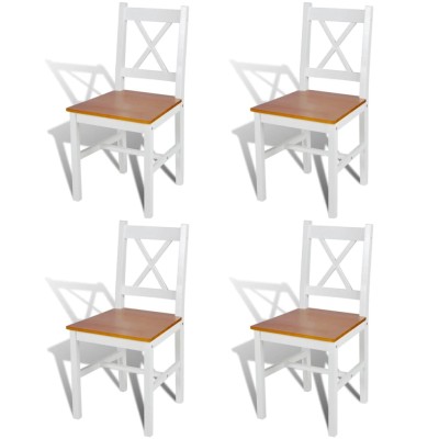 Sillas de comedor 4 unidades madera de pino blanco