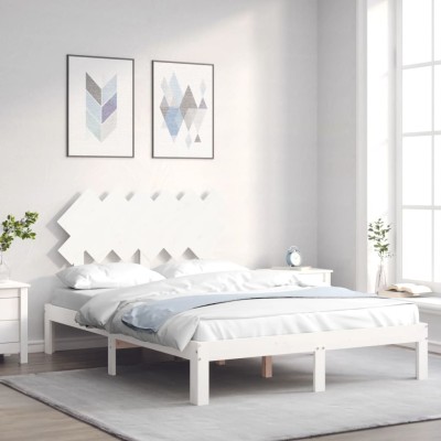Estructura de cama sin colchón madera de pino blanca 120x200 cm