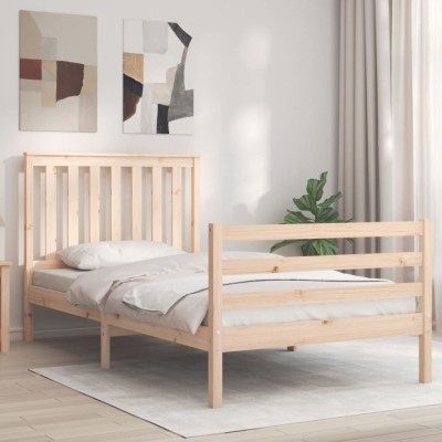 Estructura de cama con cabecero madera maciza 100x200 cm