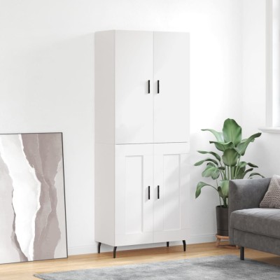 Aparador alto madera contrachapada blanco 69,5x34x180 cm