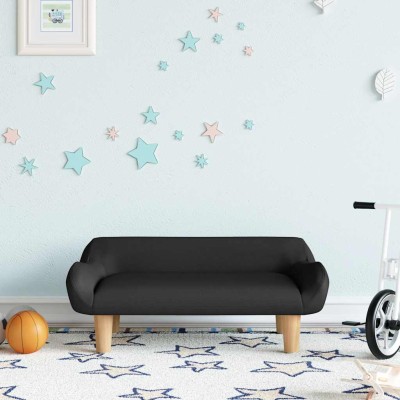 Sofá para niños de tela negro 70x40x24 cm