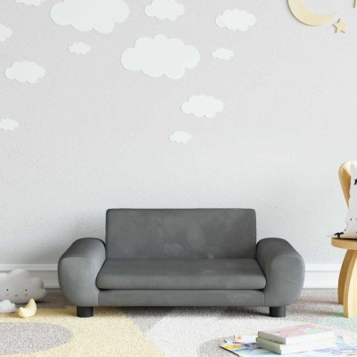 Sofá para niños de terciopelo gris oscuro 70x45x33 cm