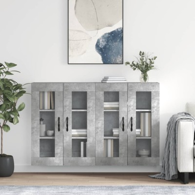 Armarios de pared 2 uds madera de ingeniería gris hormigón