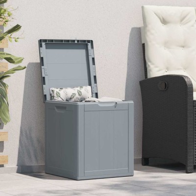 Caja de almacenaje para jardín 90L PP aspecto madera gris