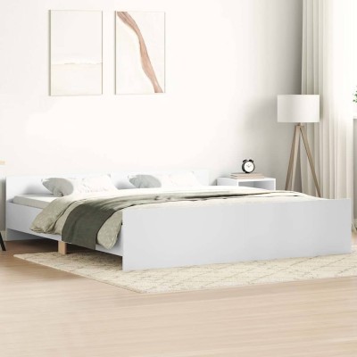 Estructura de cama con cabecero y piecero blanco 160x200 cm