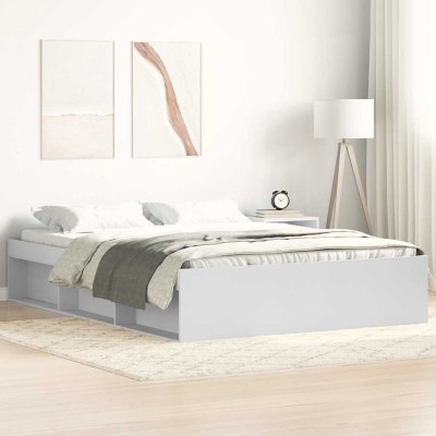 Estructura de cama doble pequeña sin colchón blanco 120x190 cm