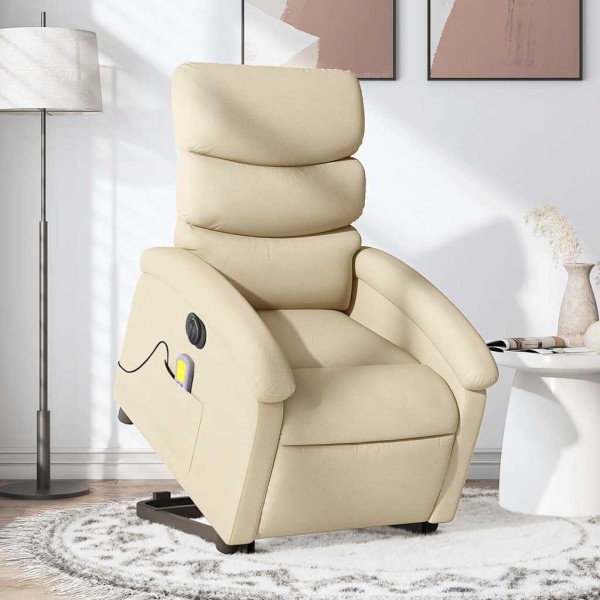 Sillón de masaje eléctrico reclinable elevable tela crema
