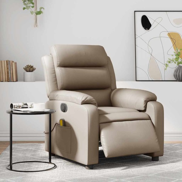 Sillón reclinable de masaje eléctrico cuero sintético capuchino
