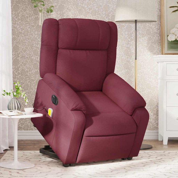 Sillón de masaje eléctrico reclinable elevable tela rojo tinto