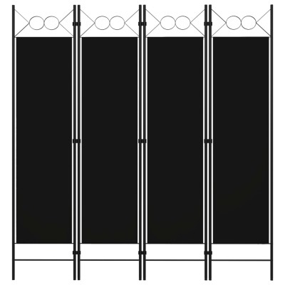 Biombo divisor de 4 paneles negro 160x180 cm