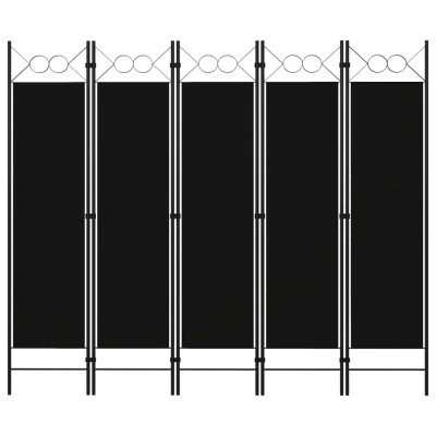 Biombo divisor de 5 paneles negro 200x180 cm