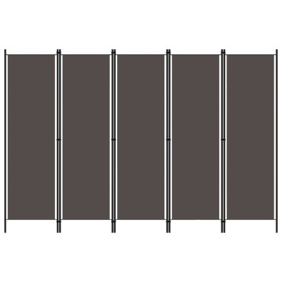 Biombo divisor de 5 paneles gris antracita 250x180 cm