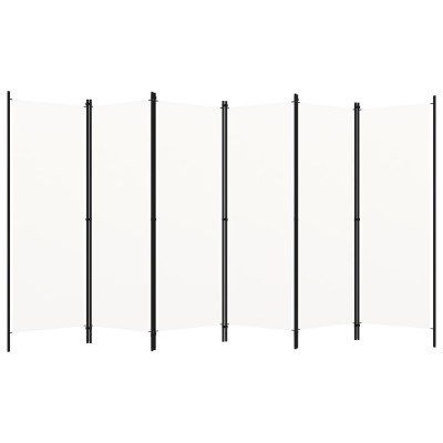 Biombo divisor de 6 paneles blanco 300x180 cm