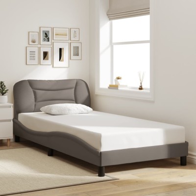 Estructura de cama sin colchón tela gris taupe 100x200 cm