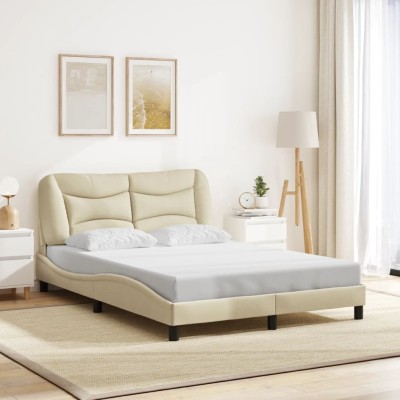 Cama sin colchón tela color crema 140x190 cm