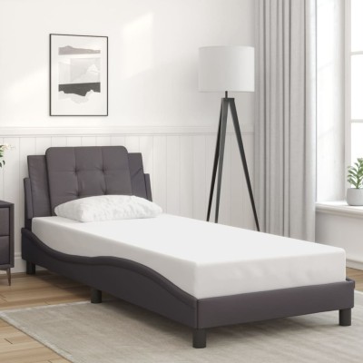 Estructura de cama sin colchón cuero sintético gris 80x200 cm