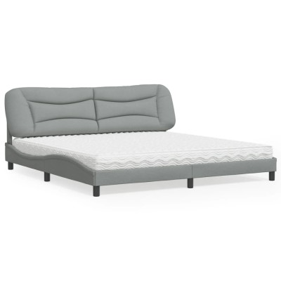 Cama con colchón tela gris claro 200x200 cm