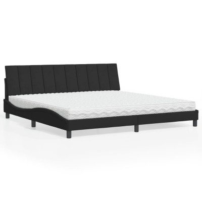 Cama con colchón terciopelo negro 200x200 cm