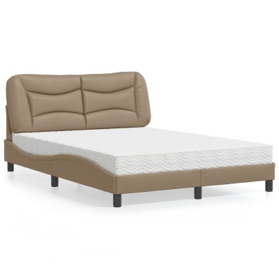 Cama con colchón cuero sintético capuchino 120x200 cm