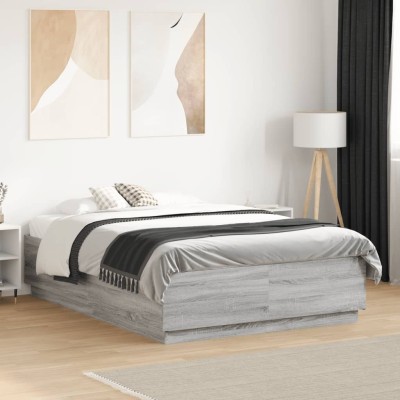 Estructura de cama madera de ingeniería gris Sonoma 120x190 cm
