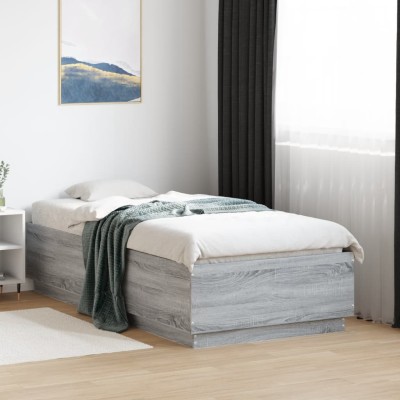 Estructura de cama madera de ingeniería gris Sonoma 90x190 cm