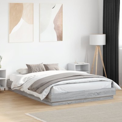 Estructura de cama madera de ingeniería gris Sonoma 140x200 cm