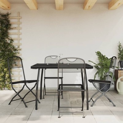 Juego de comedor de jardín 5 pzas malla metálica gris antracita
