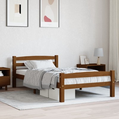 Estructura cama sin colchón madera pino marrón miel 90x200 cm