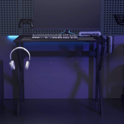 Escritorio gaming con patas en forma de K negro 90x60x75 cm