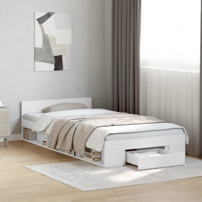 Cama con cajón madera de ingeniería blanca 75x190 cm