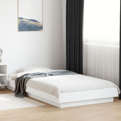 Estructura cama con luces LED madera ingeniería blanco 75x190cm