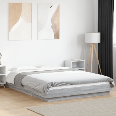 Estructura de cama madera de ingeniería gris Sonoma 120x190 cm