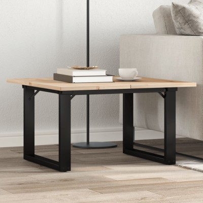 Mesa de centro marco O madera maciza pino y acero 60x60x40 cm