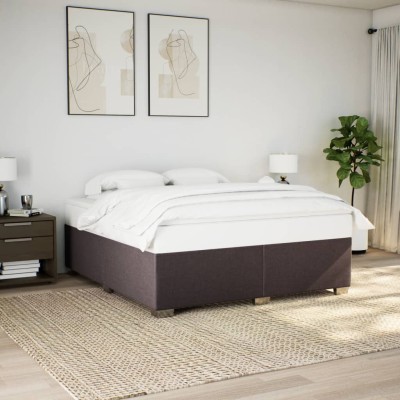 Cama sin colchón de tela marrón oscuro 180x200 cm