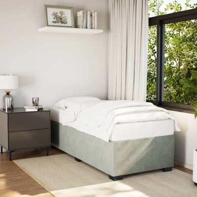 Estructura de cama sin colchón terciopelo gris claro 90x190 cm