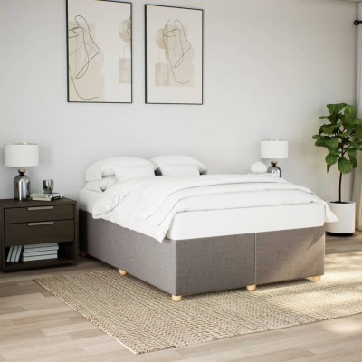 Cama sin colchón tela gris taupe 160x200 cm