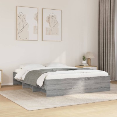 Estructura de cama madera de ingeniería gris Sonoma 150x200 cm