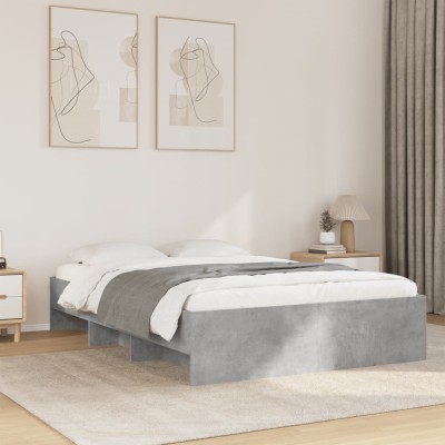 Estructura de cama madera de ingeniería gris hormigón 135x190cm