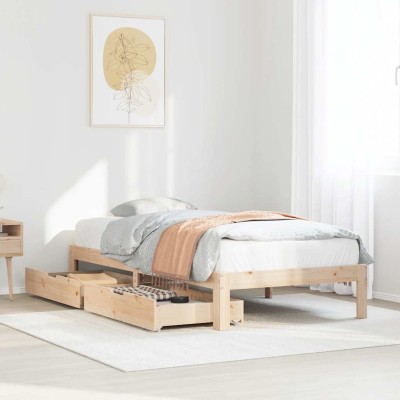Estructura de cama con cajones madera maciza de pino 90x200 cm