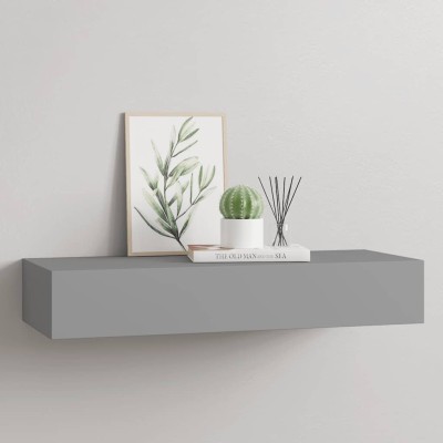 Estante con cajón de pared MDF gris 60x23,5x10 cm