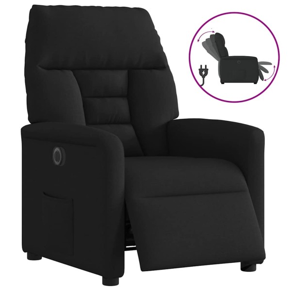 Sillón reclinable eléctrico de tela negro