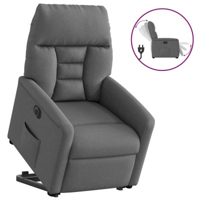 Sillón eléctrico reclinable elevable de tela gris oscuro