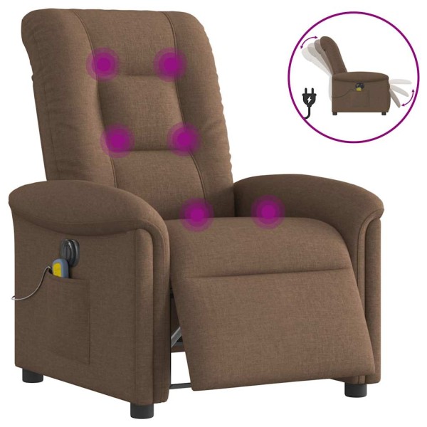 Sillón reclinable de masaje eléctrico tela marrón